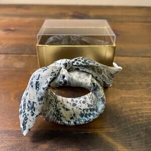 Chico’s Boxed Scarf Bracelet Snake Skin Pattern Silky Hinged Cuff Jewelry NEW